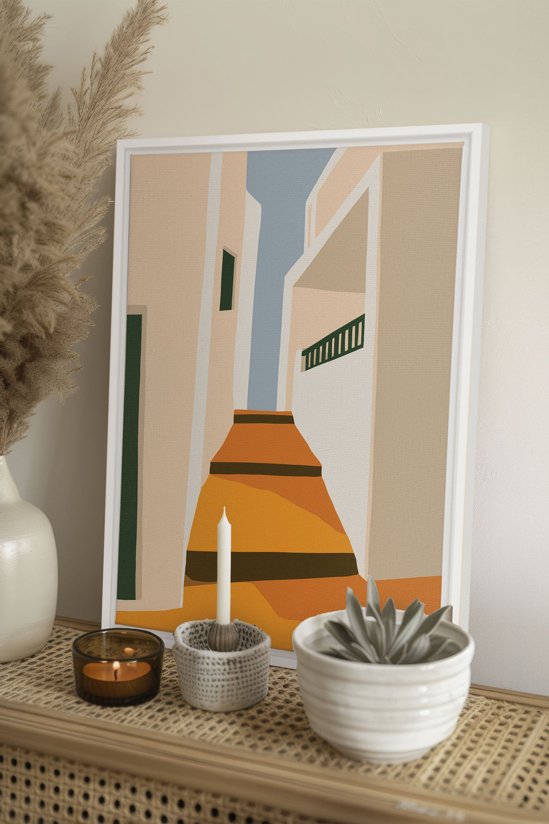 OLEKA CANVAS - PASSAGE, Oeuvre sur toile étirée, encadré Blanc