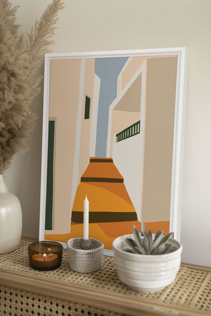 OLEKA CANVAS - PASSAGE, Oeuvre sur toile étirée, encadré Blanc