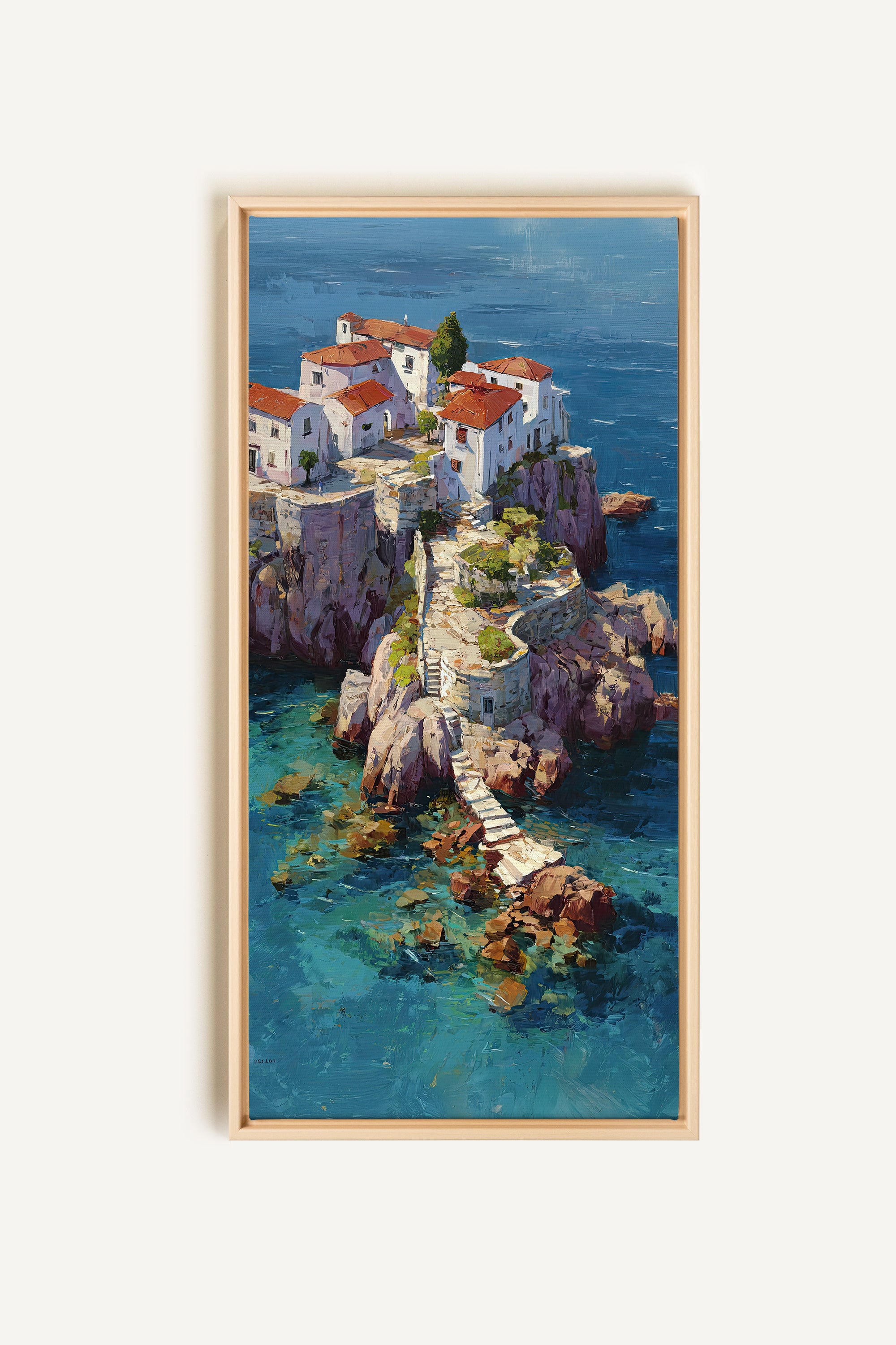 PATH TO THE SEA, Artwork on stretched canvas, framed Natural Light