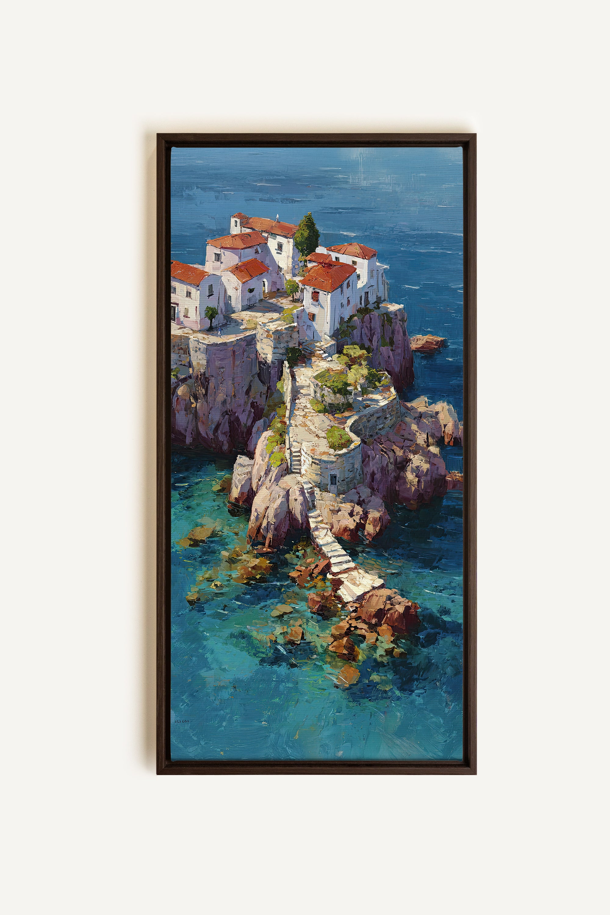 PATH TO THE SEA, Oeuvre sur toile étirée, encadré Brun Noyer