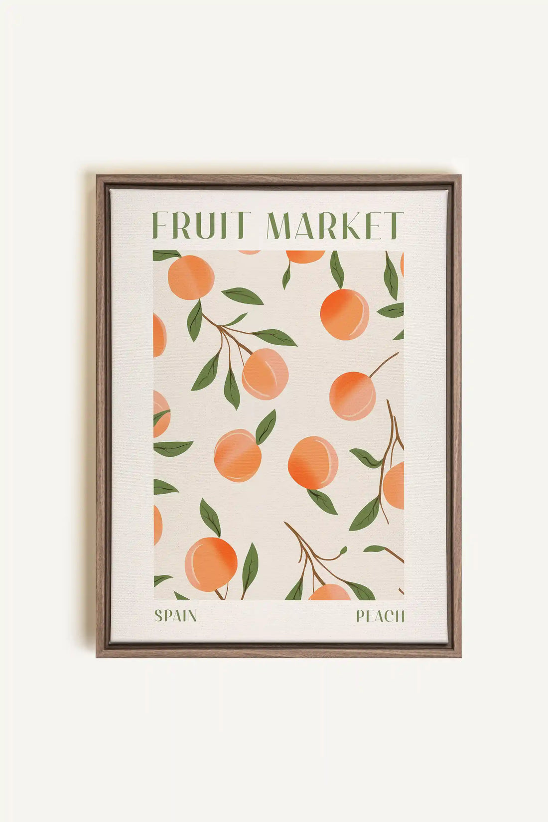 PEACH, Artwork on stretched canvas, framed in Brown Oak