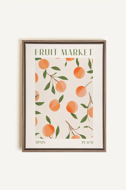 PEACH, Artwork on stretched canvas, framed in Brown Oak