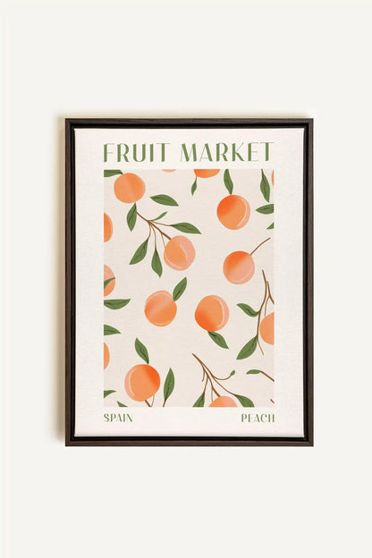 PEACH, Artwork on stretched canvas, framed in Walnut Brown