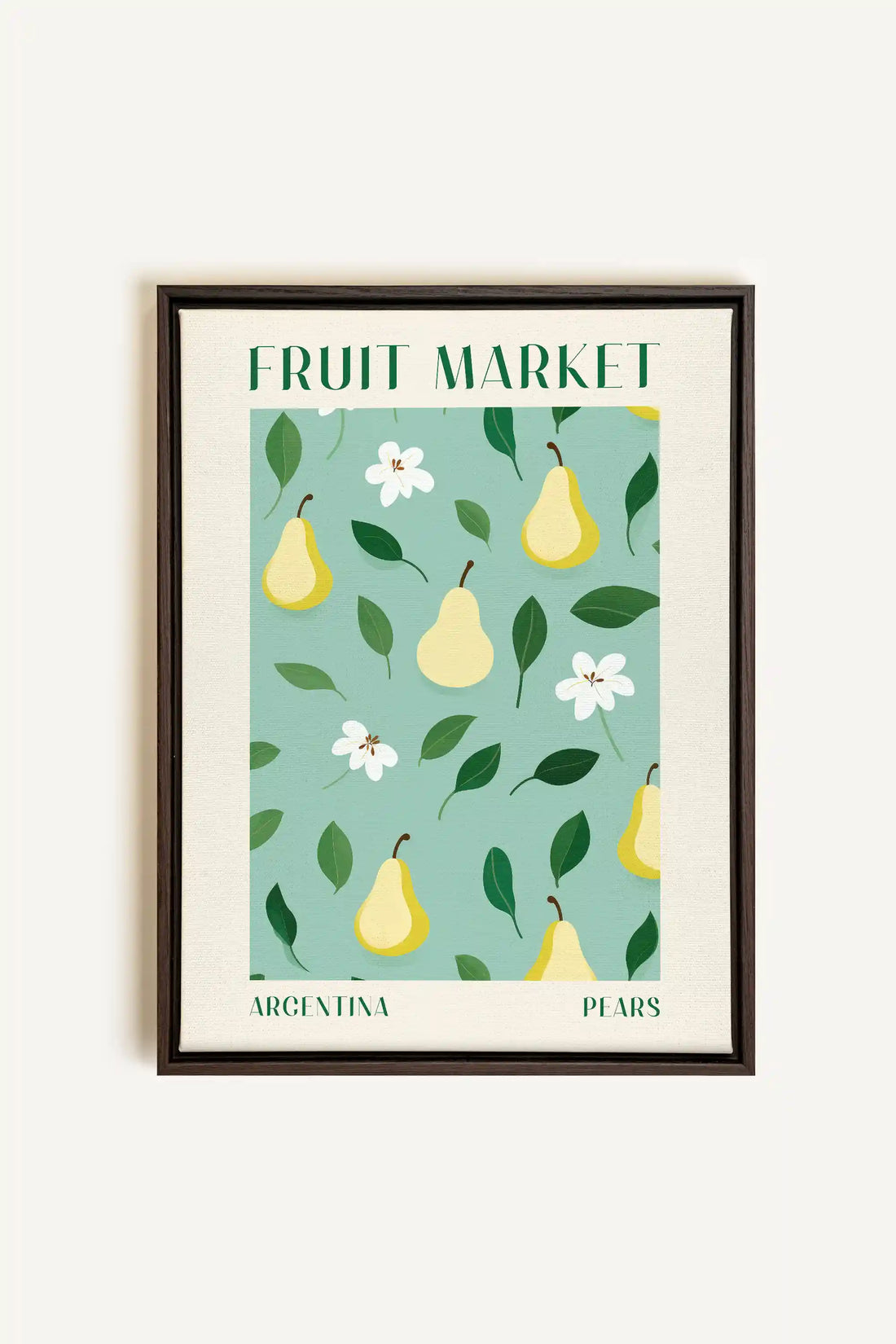 PEARS, Artwork on stretched canvas, framed in Walnut Brown