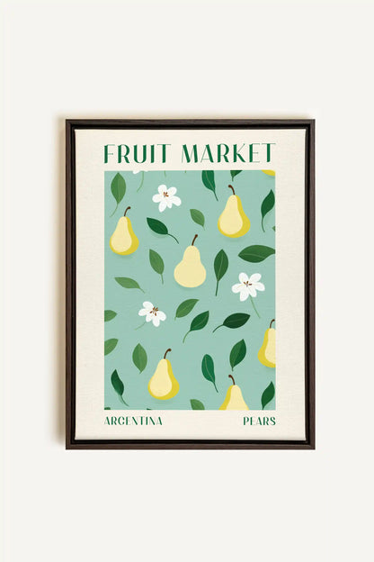 PEARS, Artwork on stretched canvas, framed in Walnut Brown