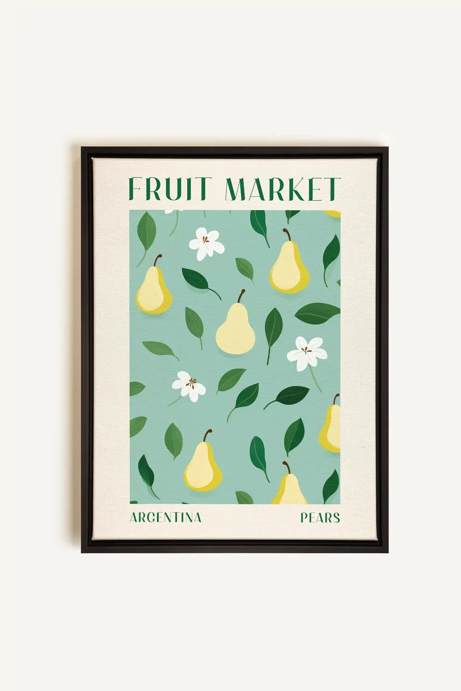 PEARS, Artwork on stretched canvas, framed in black