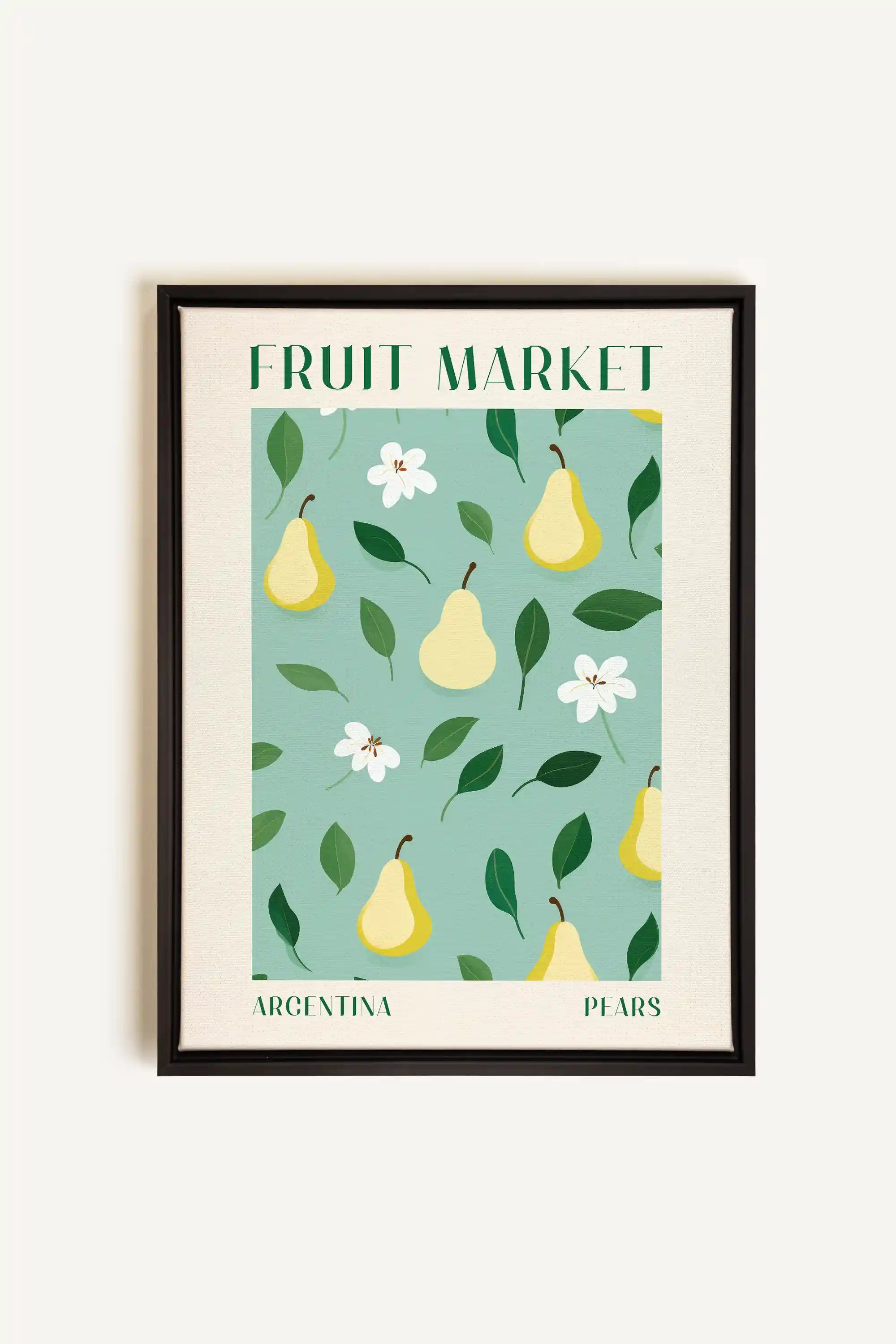 PEARS, Artwork on stretched canvas, framed in black