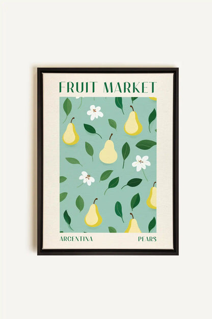 PEARS, Artwork on stretched canvas, framed in black