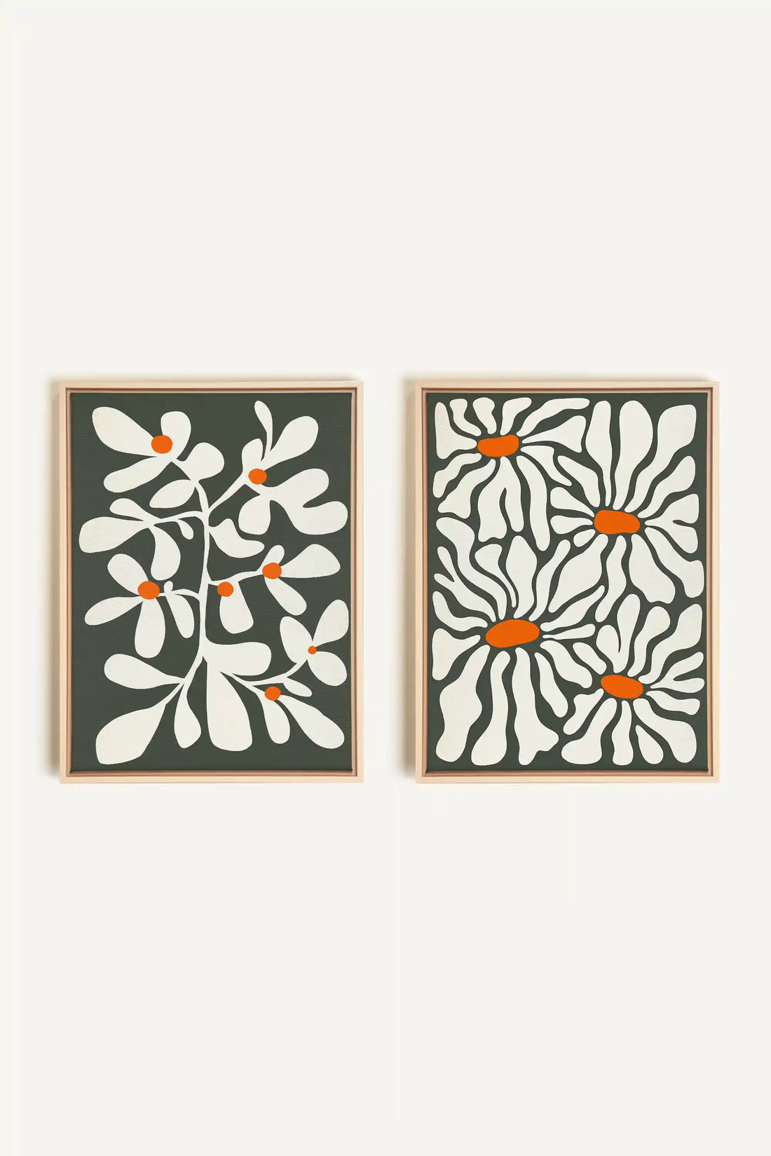 PÉTALES EN FUSION, 2 Oeuvres sur toile étirée, encadré Naturel Clair