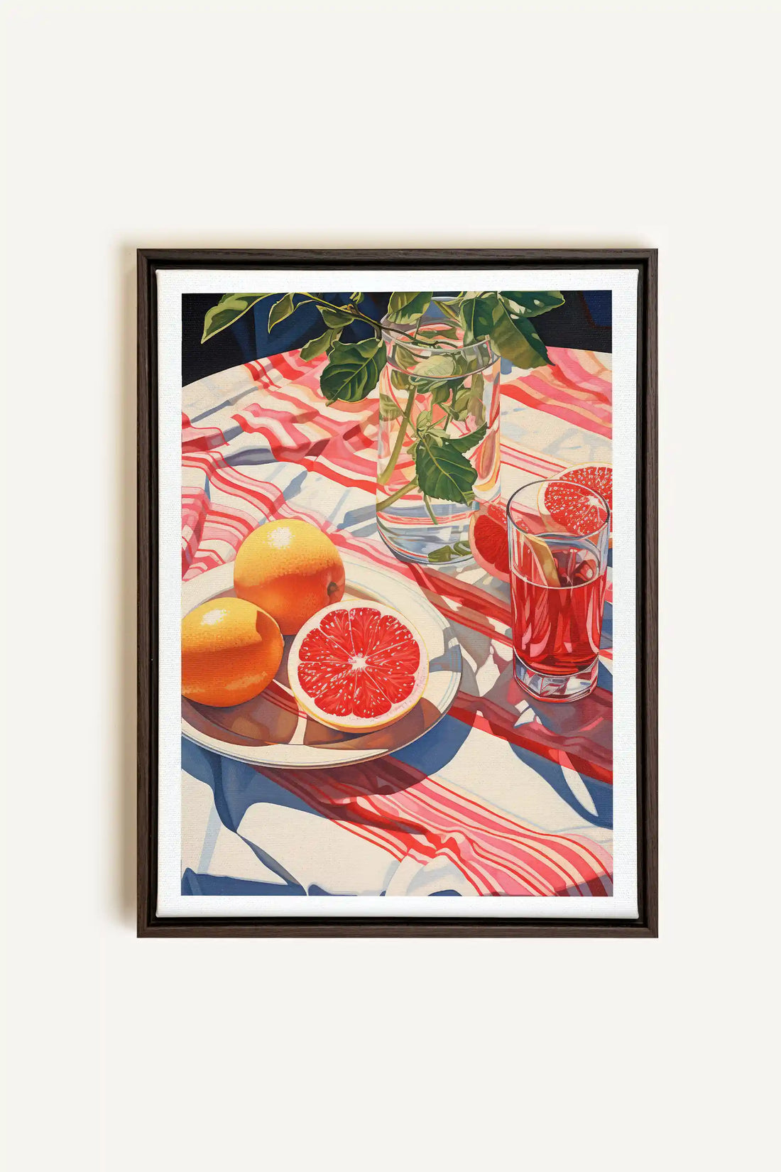 PICNIC HAVEN, Artwork on stretched canvas, framed in Walnut Brown