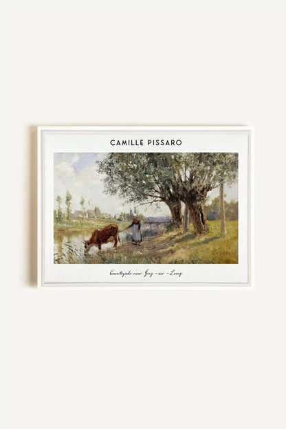 PISSARO, Artwork on stretched canvas, framed in white