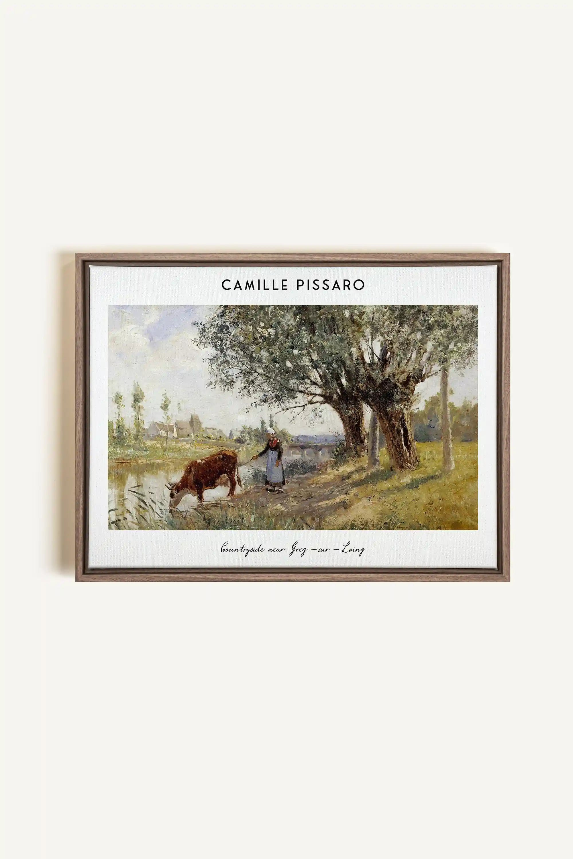 PISSARO, Artwork on stretched canvas, framed in Brown Oak