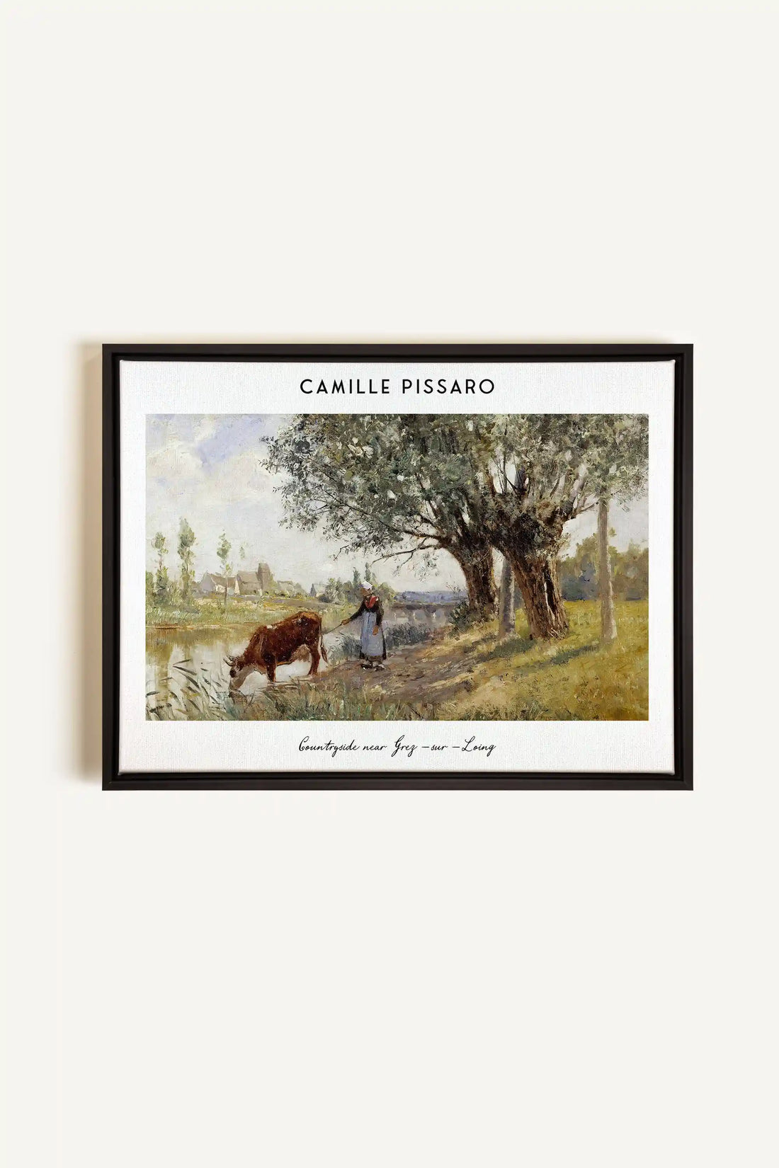 PISSARO, Oeuvre sur toile étirée, encadré Noir