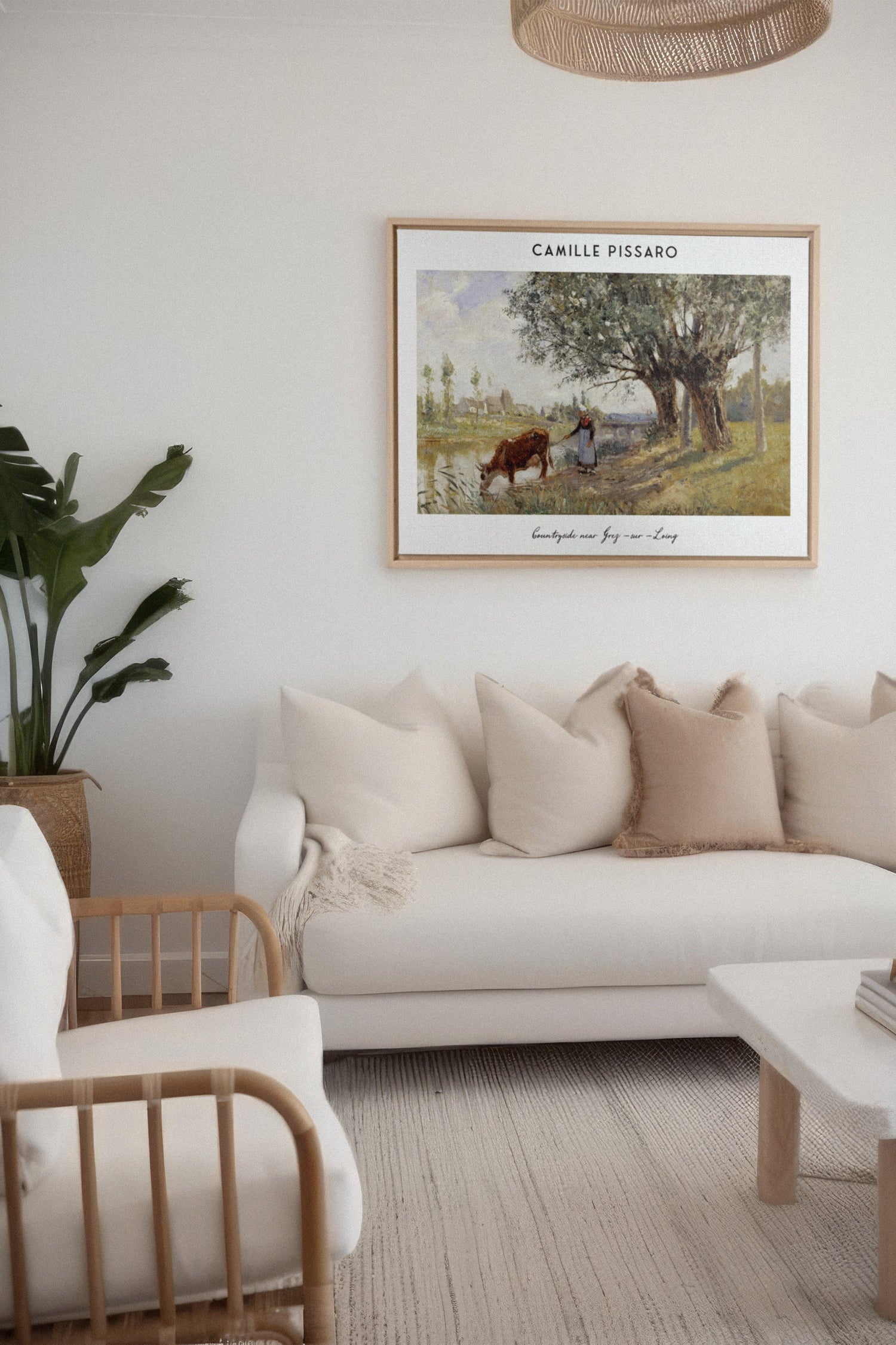 OLEKA CANVAS - PISSARO, Oeuvre sur toile étirée, encadré Naturel Clair