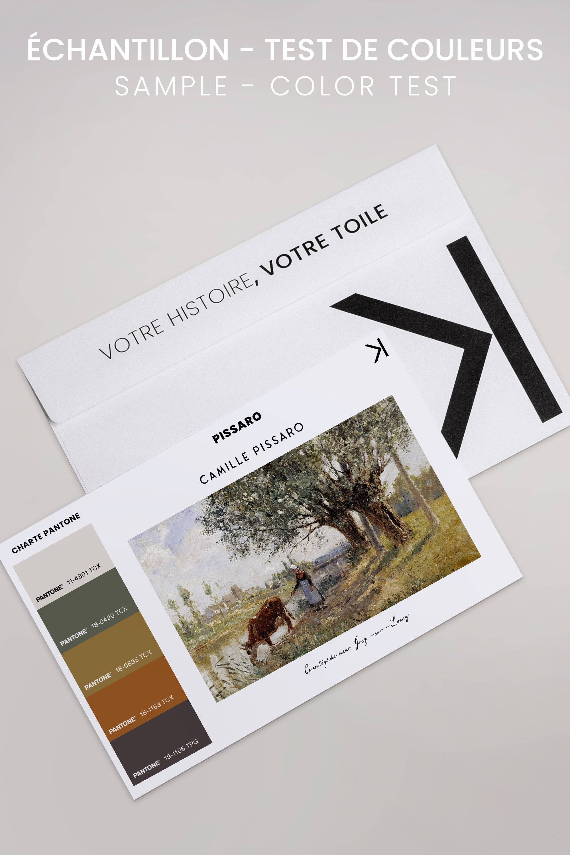 OLEKA CANVAS - PISSARO, Oeuvre sur toile étirée, encadré Brun Chêne