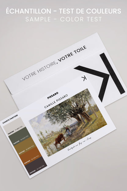 OLEKA CANVAS - PISSARO, Oeuvre sur toile étirée, encadré Brun Chêne