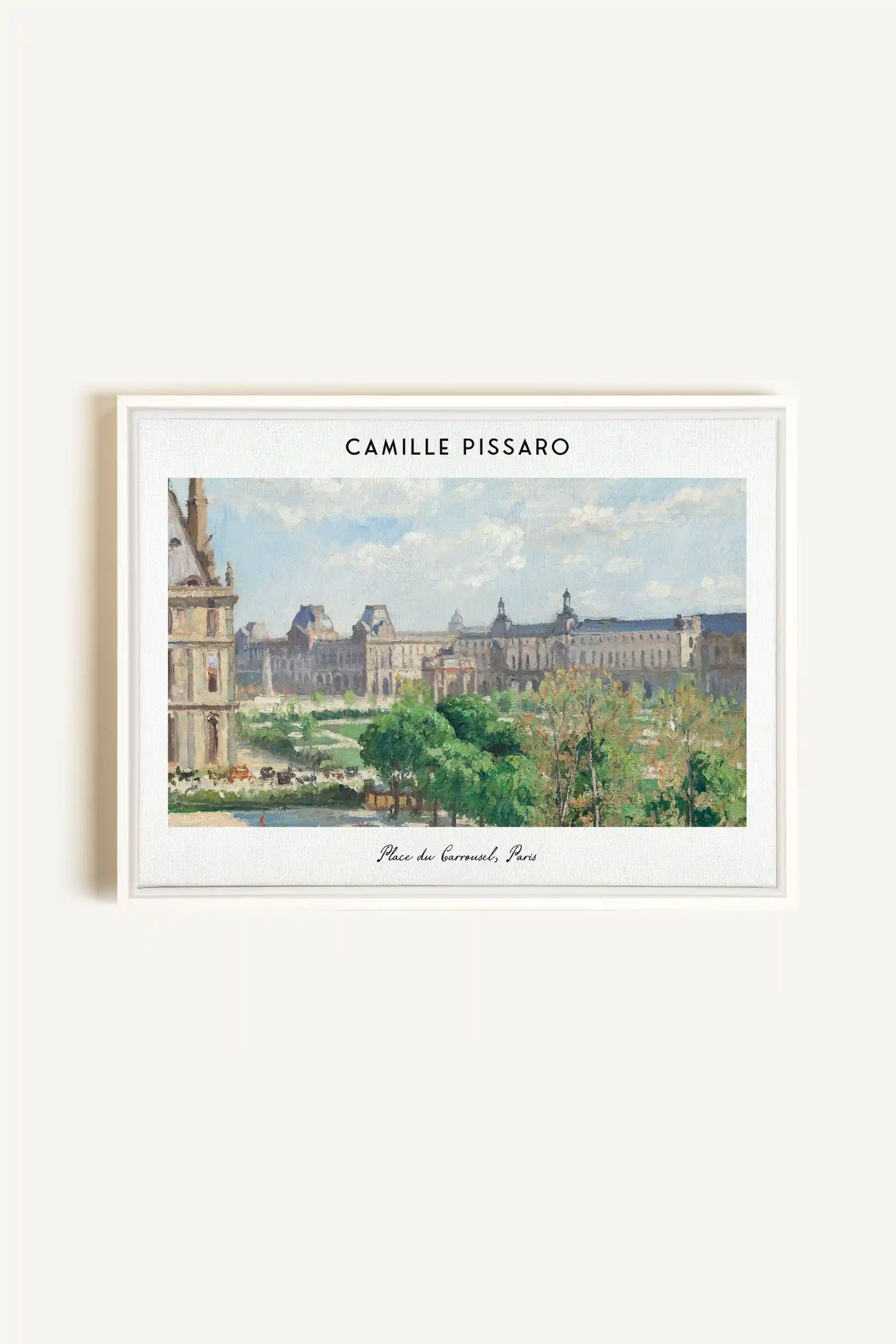 PLACE DU CARROUSEL, Oeuvre sur toile étirée, encadré Blanc