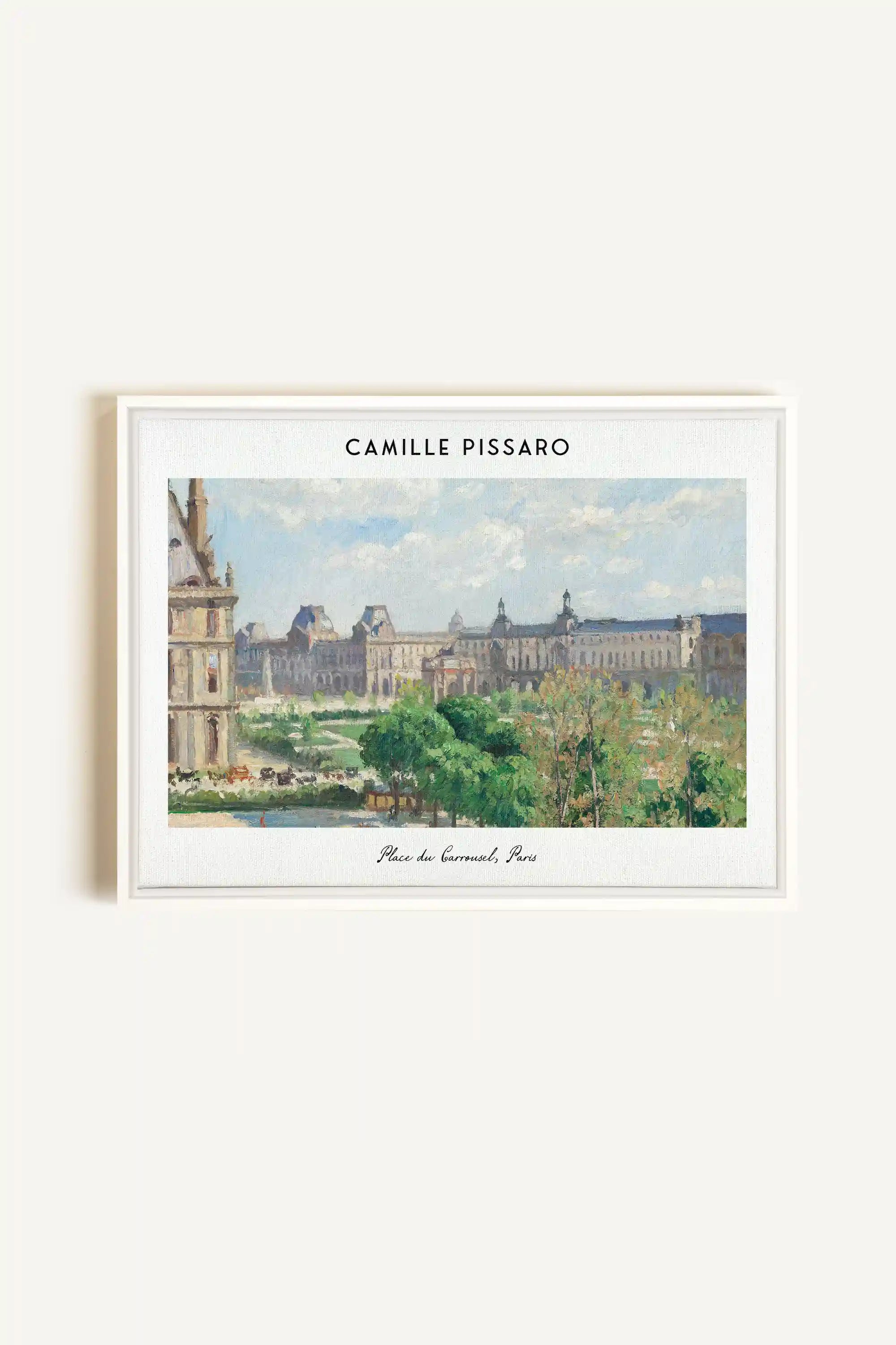 PLACE DU CARROUSEL, Oeuvre sur toile étirée, encadré Blanc
