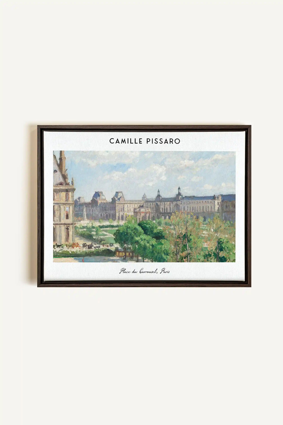 PLACE DU CARROUSEL, Artwork on stretched canvas, framed in Walnut Brown