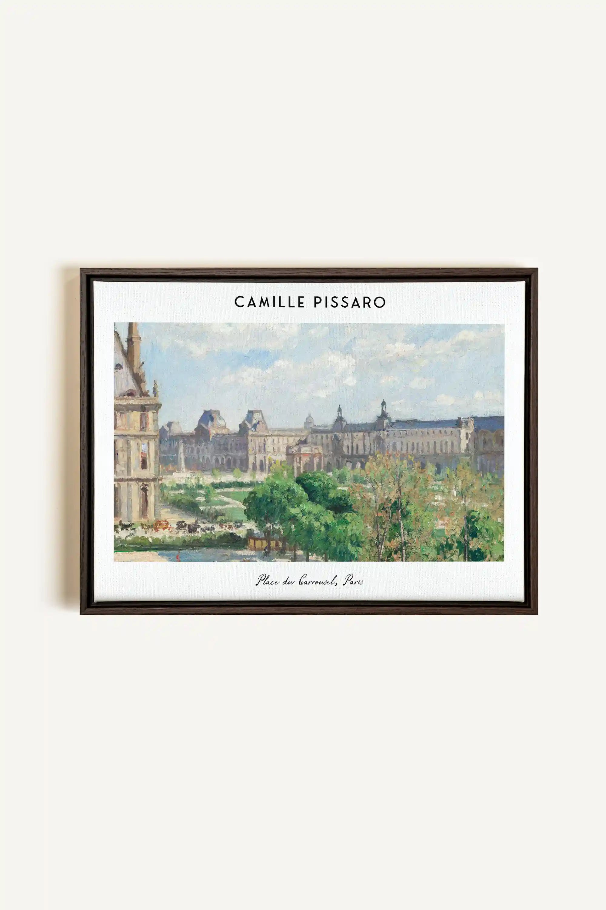 PLACE DU CARROUSEL, Oeuvre sur toile étirée, encadré Brun Noyer