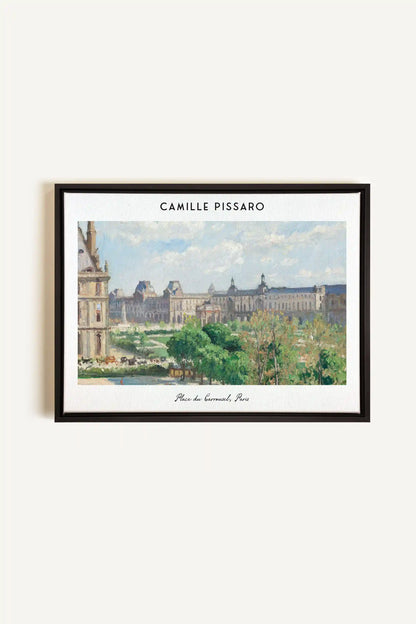 PLACE DU CARROUSEL, Oeuvre sur toile étirée, encadré Noir