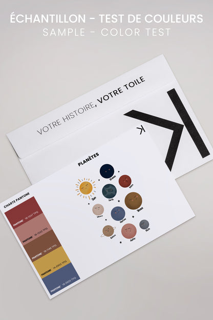 OLEKA CANVAS - PLANÈTES, Oeuvre sur toile étirée, encadré Noir