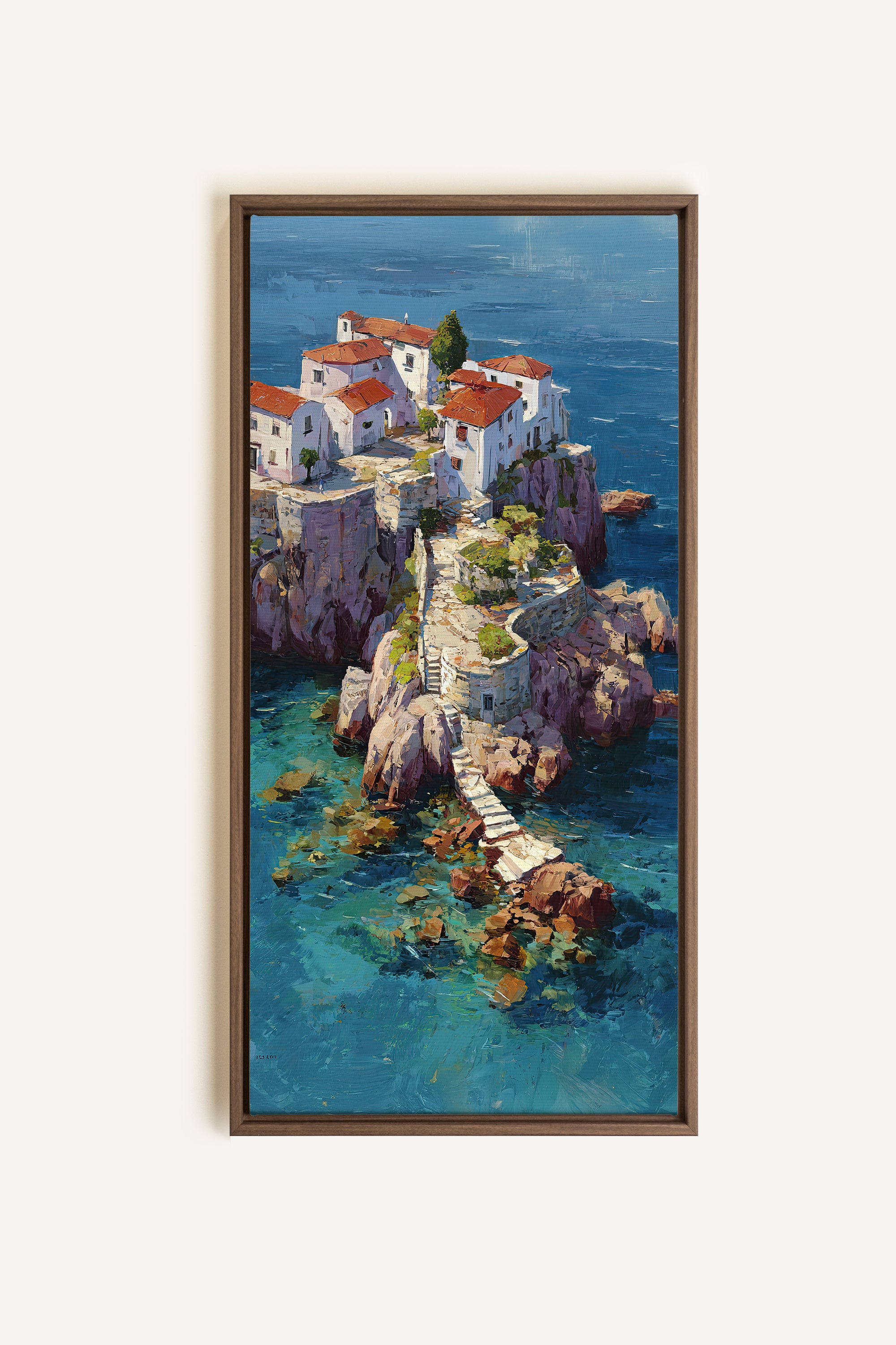 PATH TO THE SEA, Oeuvre sur toile étirée, encadré Brun Chêne