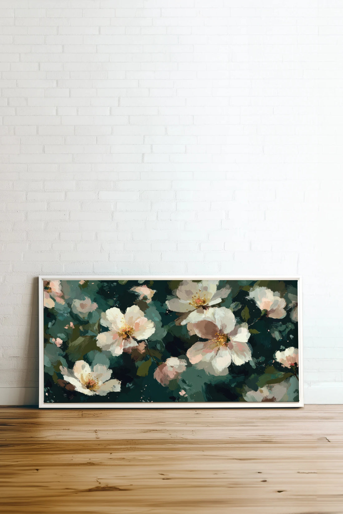 PÉTALES DE LUNE, Oeuvre sur toile étirée, encadré Blanc