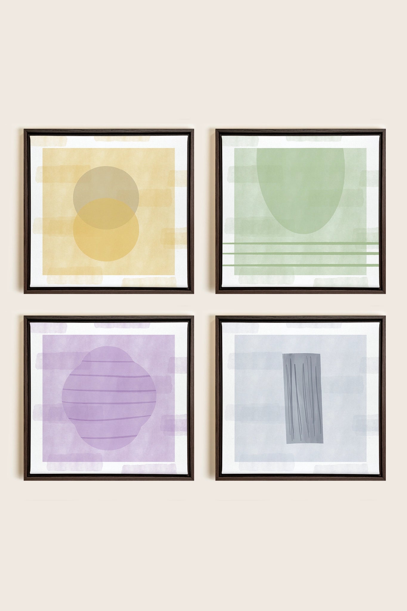 QUATUOR PASTEL, Set (4+), framed in Walnut Brown