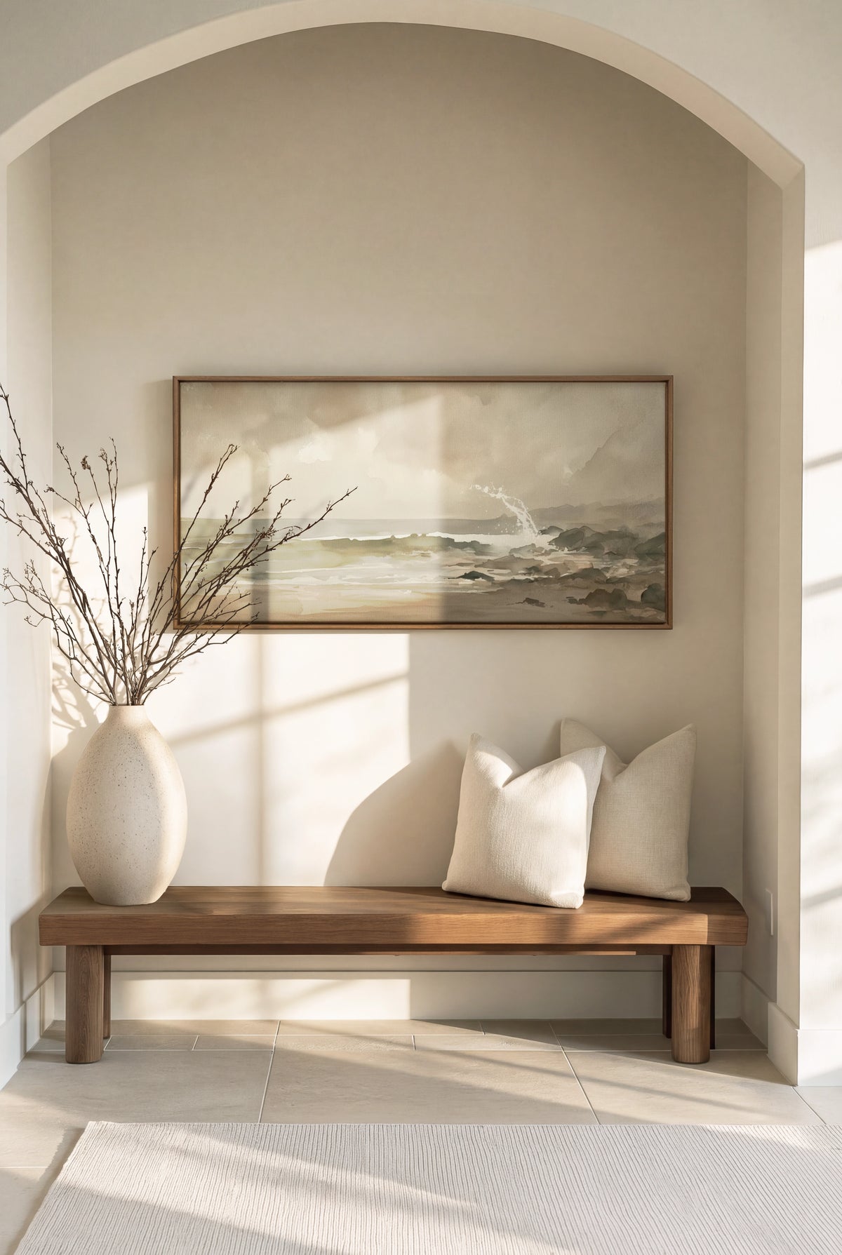 QUIET TIDE, Oeuvre sur toile étirée, encadré Brun Chêne