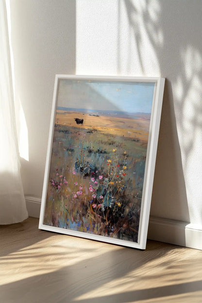 RAINBOW FIELD, Oeuvre sur toile étirée, encadré Blanc