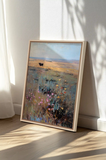 RAINBOW FIELD, Artwork on stretched canvas, framed Natural Light