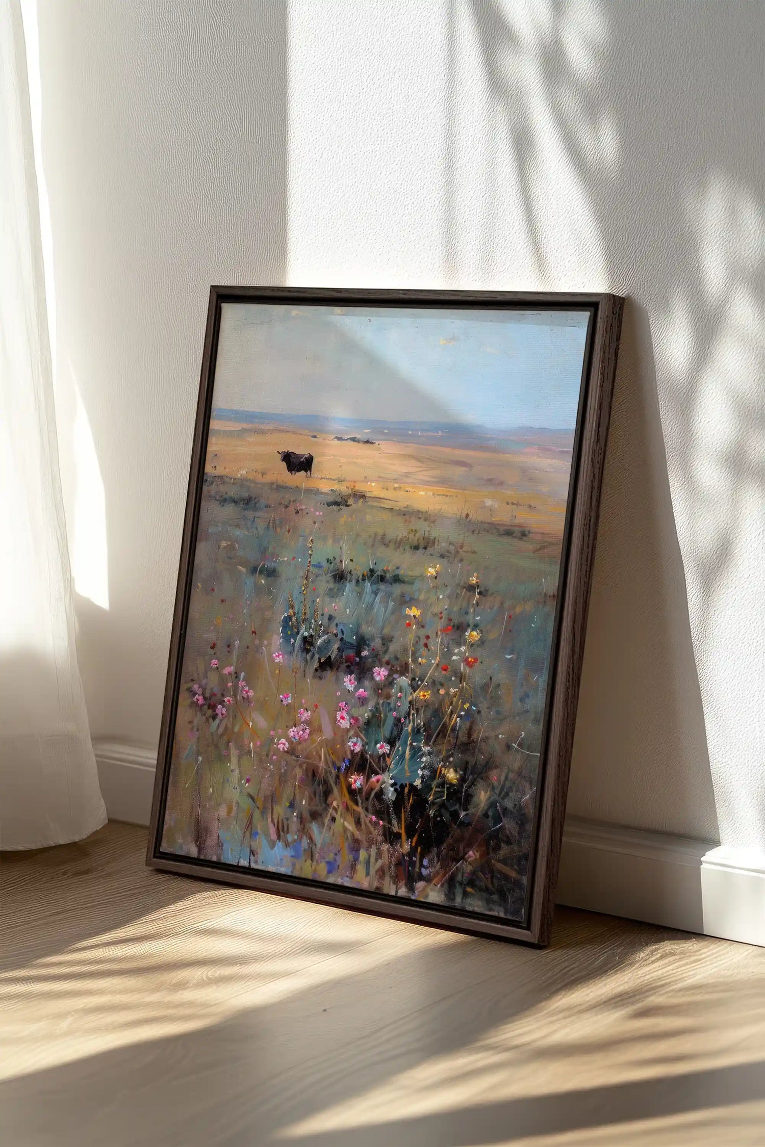 RAINBOW FIELD, Oeuvre sur toile étirée, encadré Brun Noyer