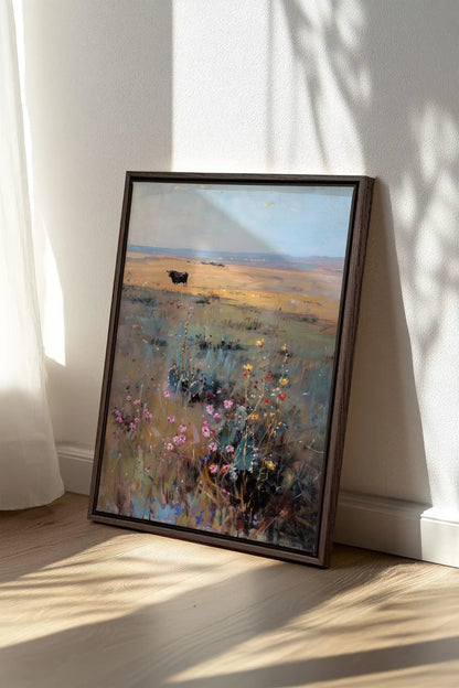 RAINBOW FIELD, Oeuvre sur toile étirée, encadré Brun Noyer