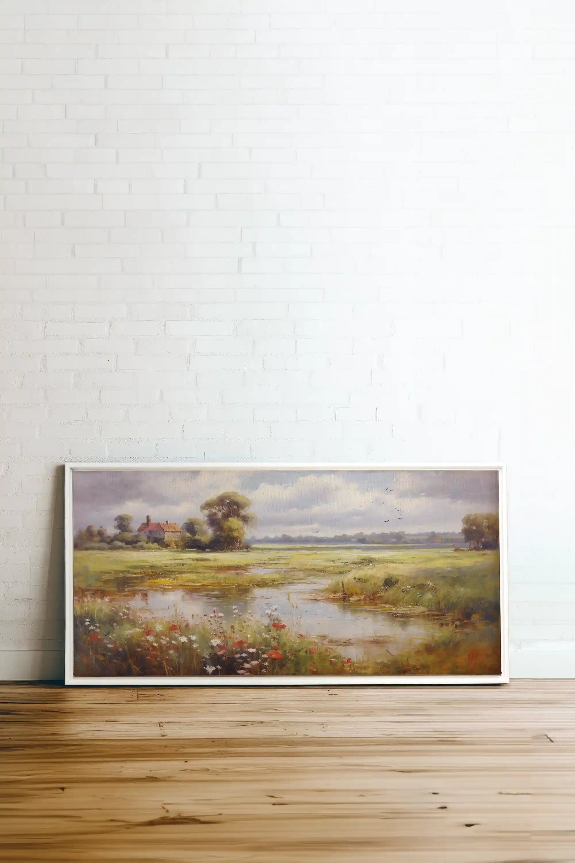 Red Oasis, Oeuvre sur toile étirée, encadré Blanc