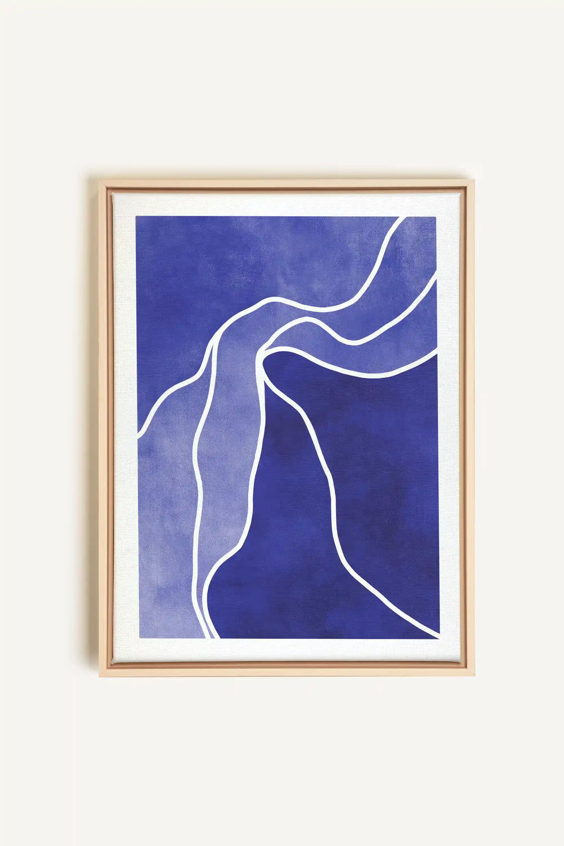 REFLET INDIGO, Oeuvre sur toile étirée, encadré Naturel Clair