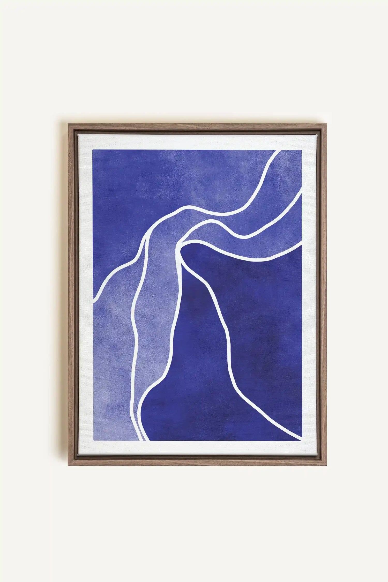REFLET INDIGO, Oeuvre sur toile étirée, encadré Brun Chêne