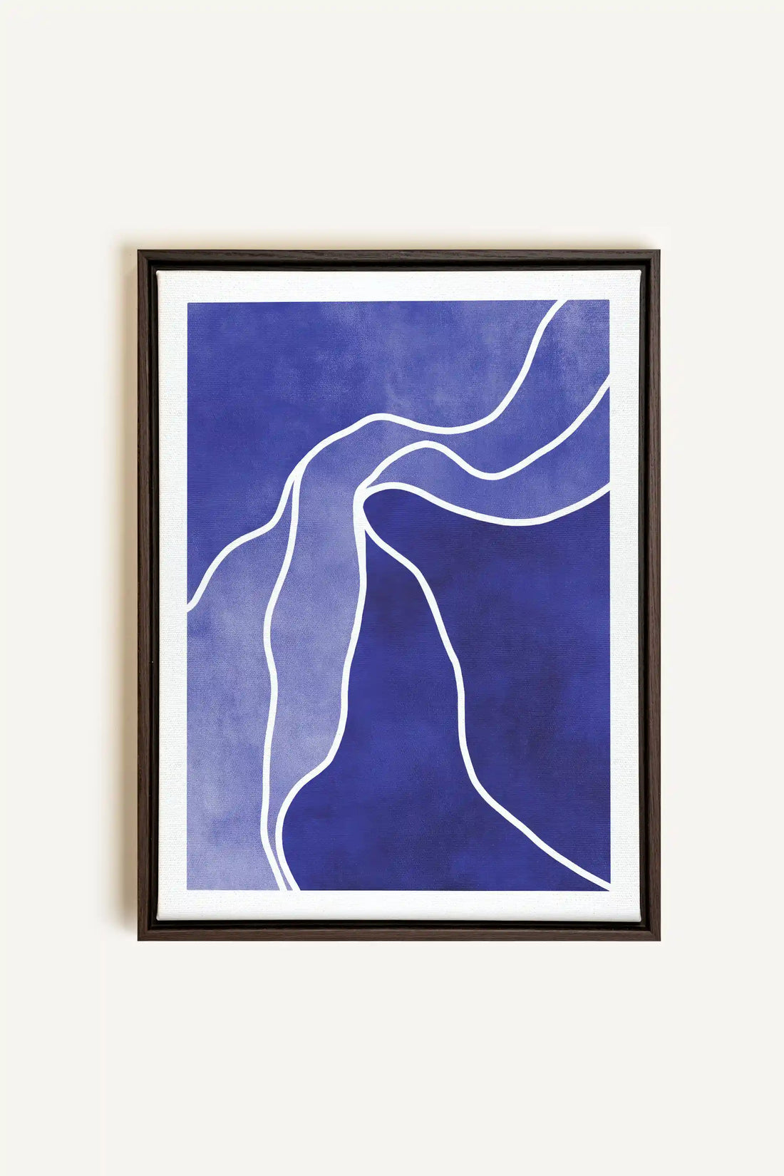 REFLET INDIGO, Oeuvre sur toile étirée, encadré Brun Noyer