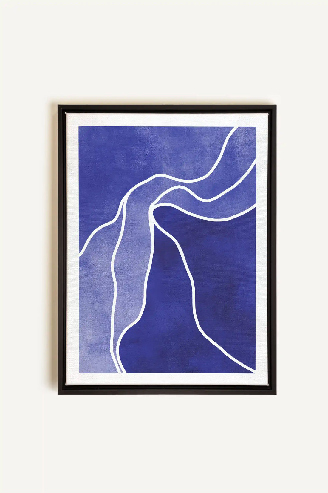 REFLET INDIGO, Artwork on stretched canvas, framed in black