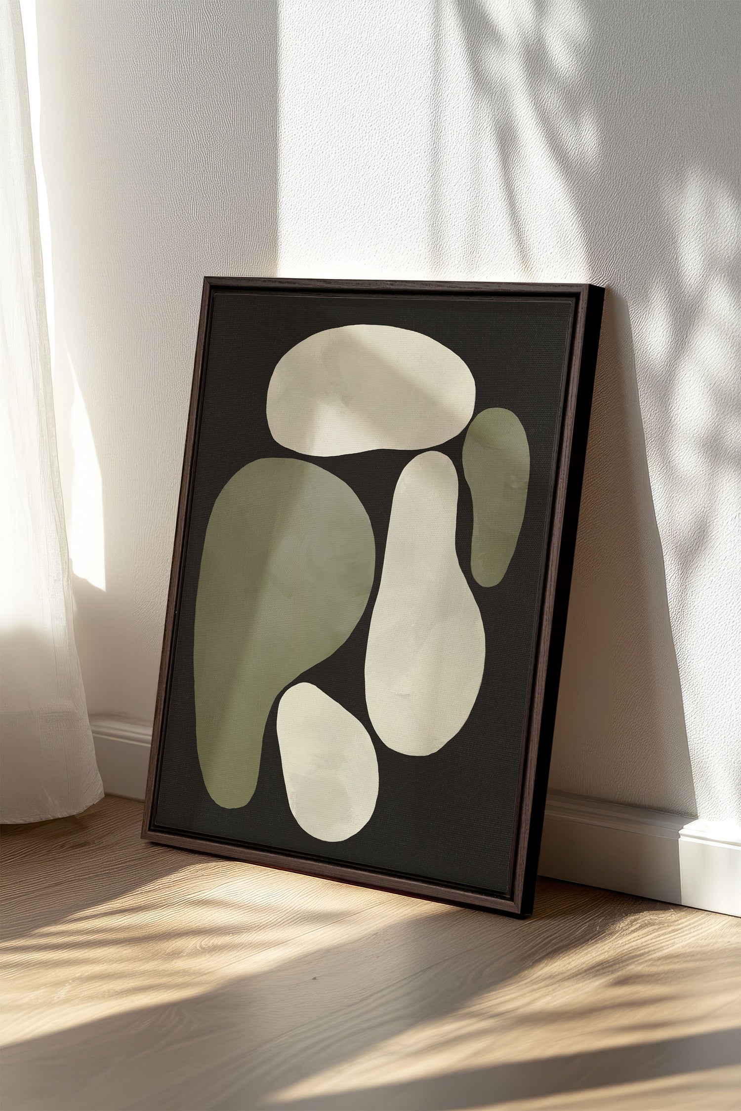 OLEKA CANVAS - ROCHES, Oeuvre sur toile étirée, encadré Brun Noyer