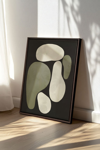 OLEKA CANVAS - ROCHES, Oeuvre sur toile étirée, encadré Brun Noyer