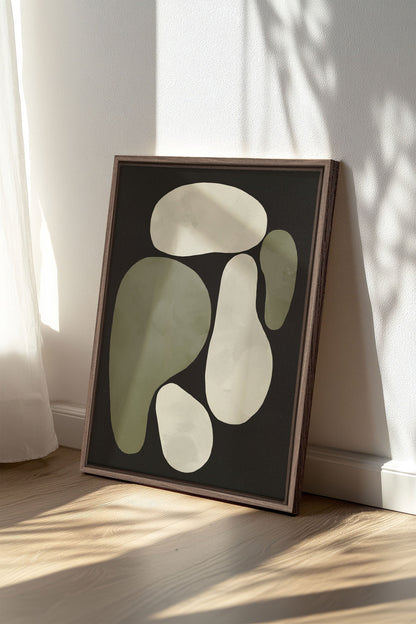 OLEKA CANVAS - ROCHES, Oeuvre sur toile étirée, encadré Brun Chêne