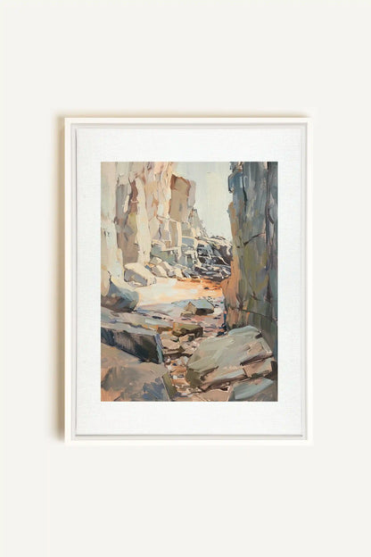 ROCKY PATHWAY, Oeuvre sur toile étirée, encadré Blanc