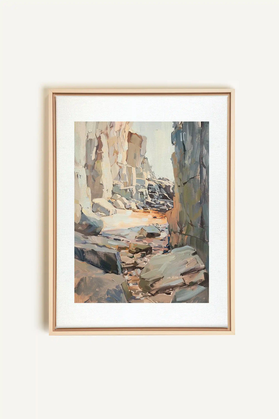 ROCKY PATHWAY, Artwork on stretched canvas, framed Natural Light