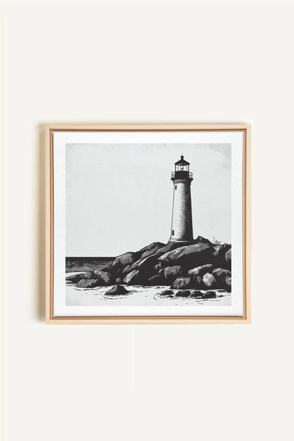 ROCKY SHORE LIGHT, Oeuvre sur toile étirée, encadré Naturel Clair