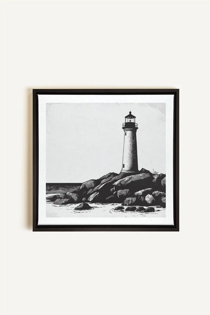 ROCKY SHORE LIGHT, Oeuvre sur toile étirée, encadré Noir