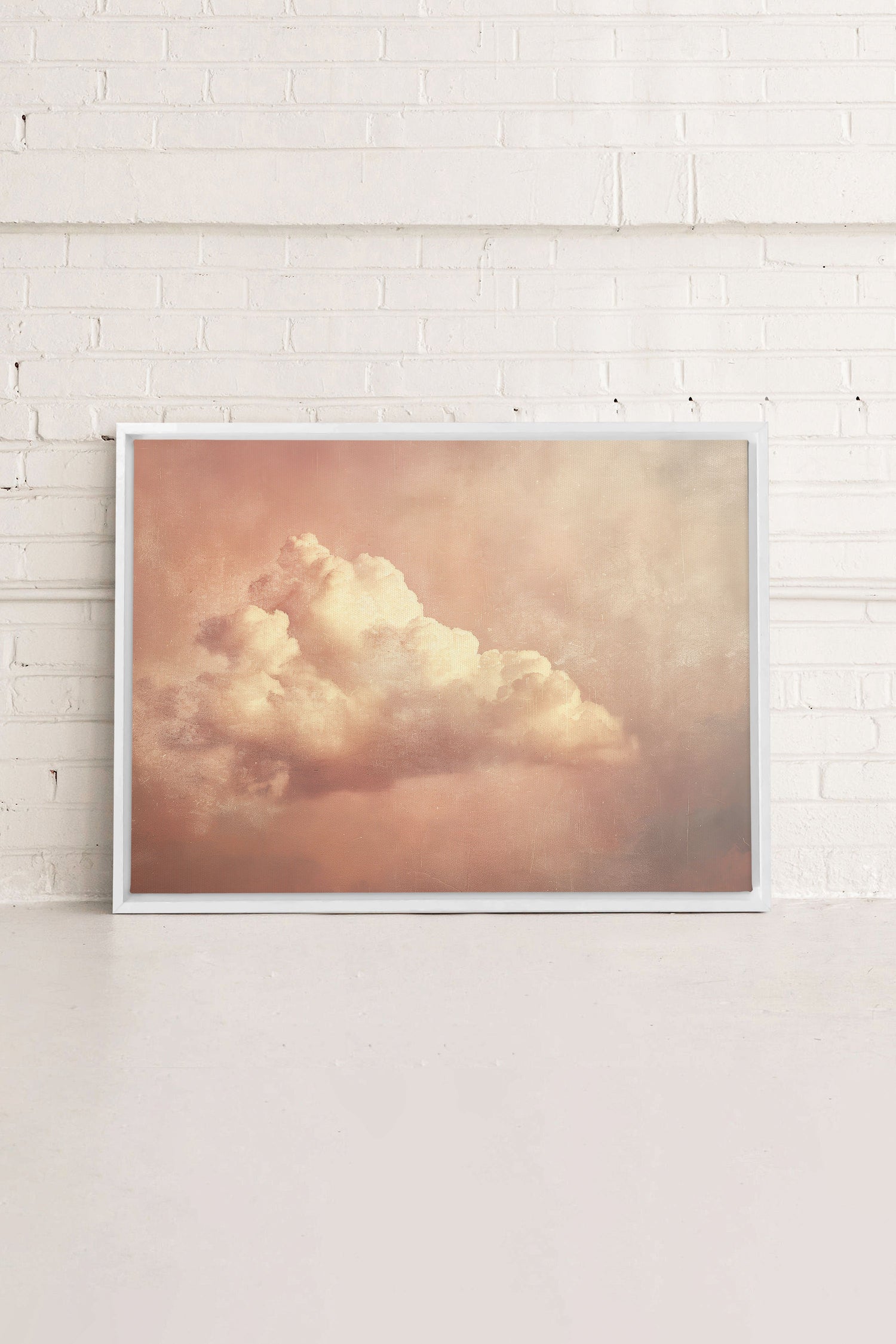 OLEKA CANVAS - ROSE MIST, Oeuvre sur toile étirée, encadré Blanc