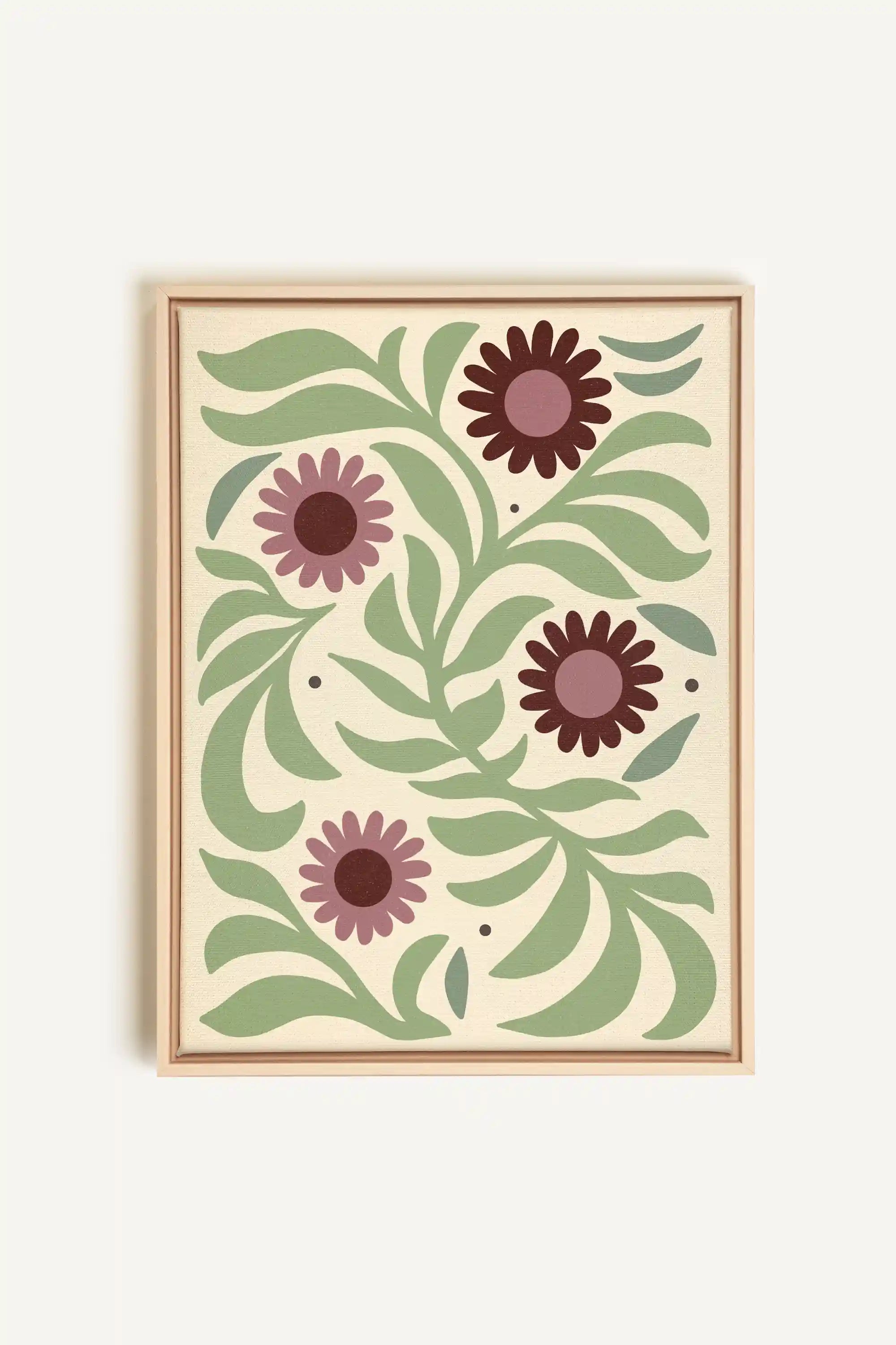 ROSY SPRIGS, Artwork on stretched canvas, framed Natural Light