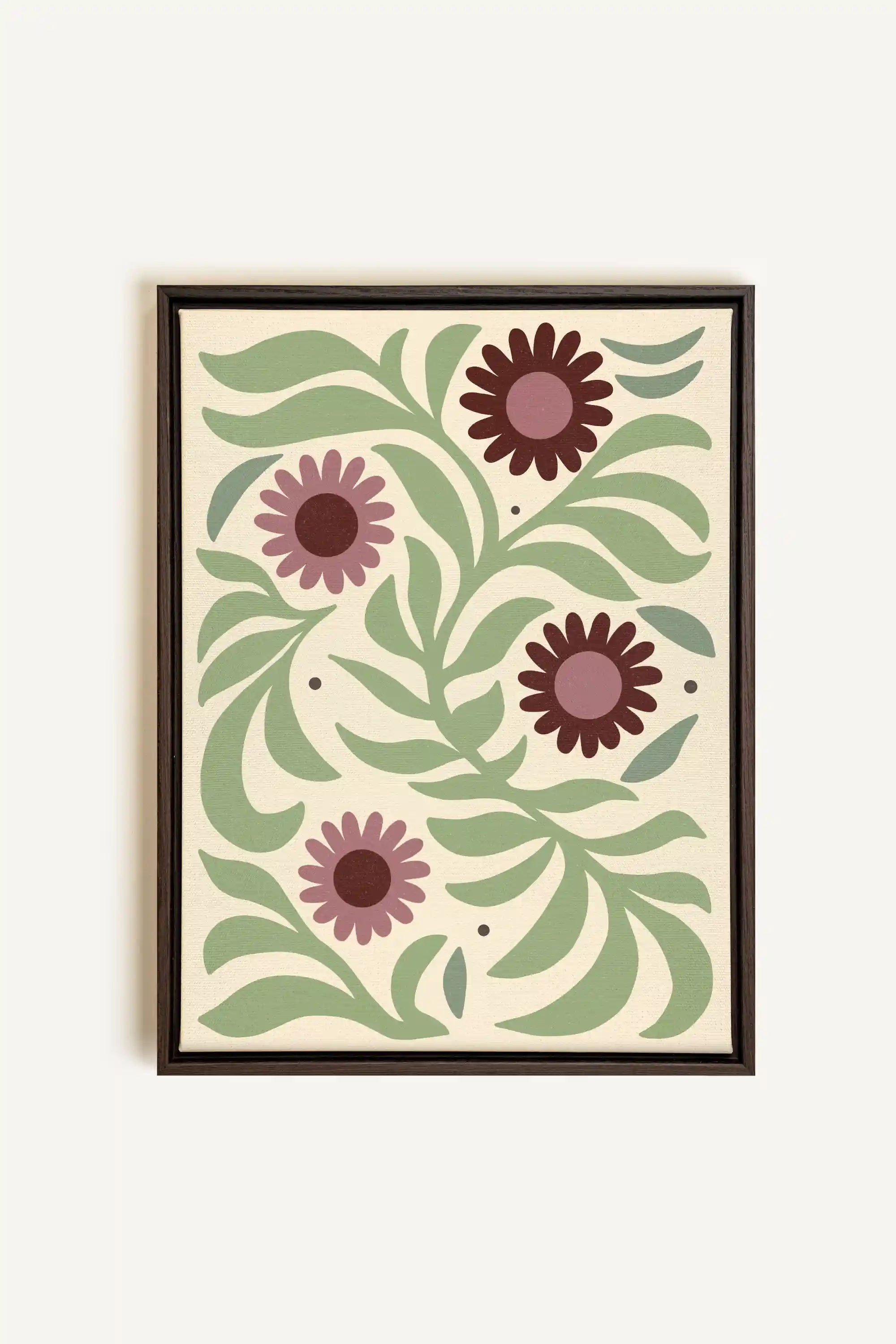 ROSY SPRIGS, Oeuvre sur toile étirée, encadré Brun Noyer