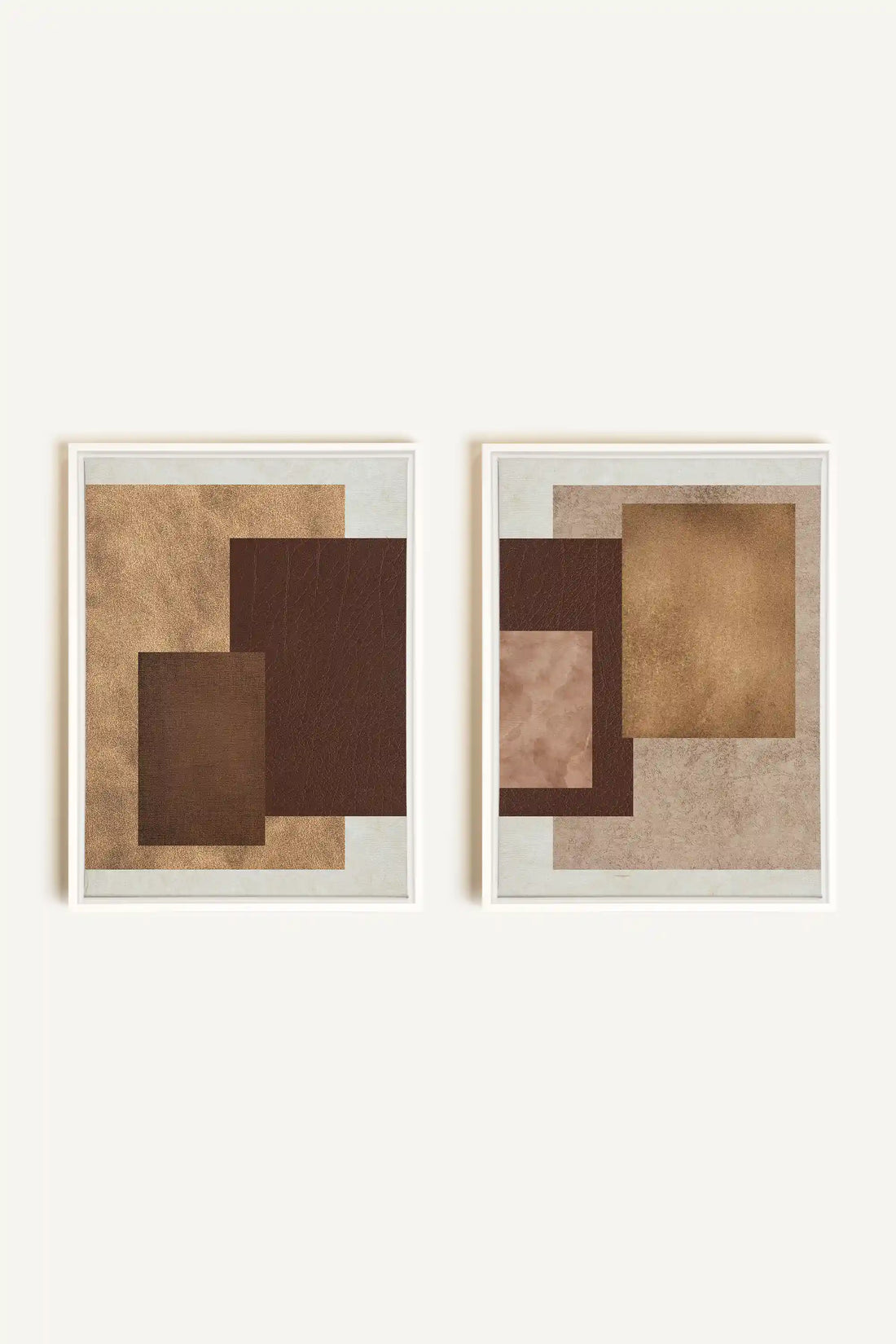 RUST &amp; LEATHER DUO, 2 Oeuvres sur toile étirée, encadré Blanc